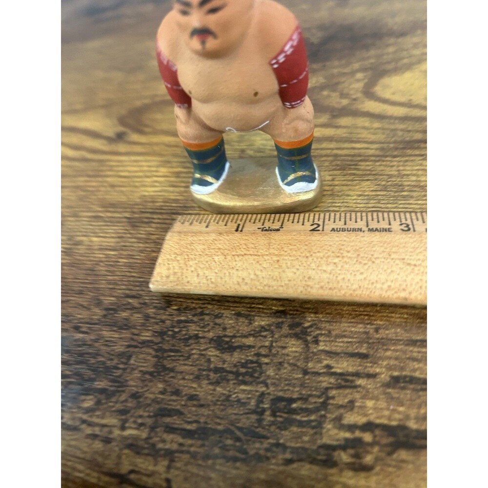 Vintage Hand Painted Sumo Wrestler Figurine Folk Art Miniature Statue Decor - Picture 9 of 11